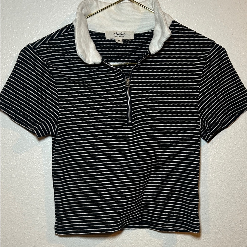 Black and White Striped Crop Top